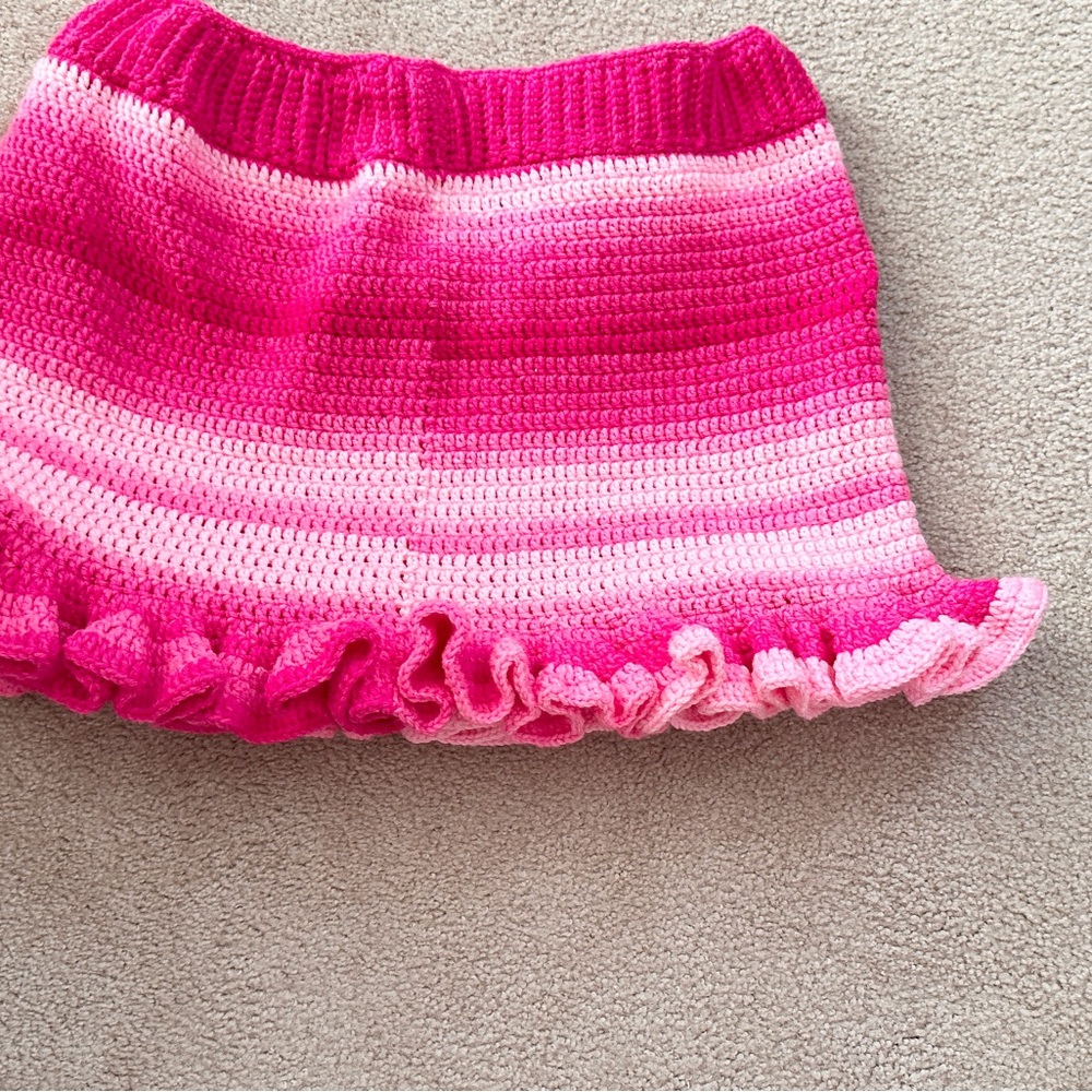 Pink Ruffled Knit Skirt - Picture 3 of 6